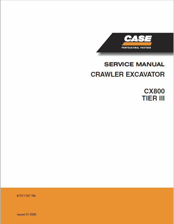 Case CX800 Excavator Service Manual Workshop Guide