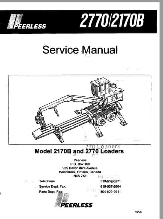 Peerless 2170B, 2770 Loader Service Repair Manual (CB1066-CE1313, 961314 and Up) Workshop Guide