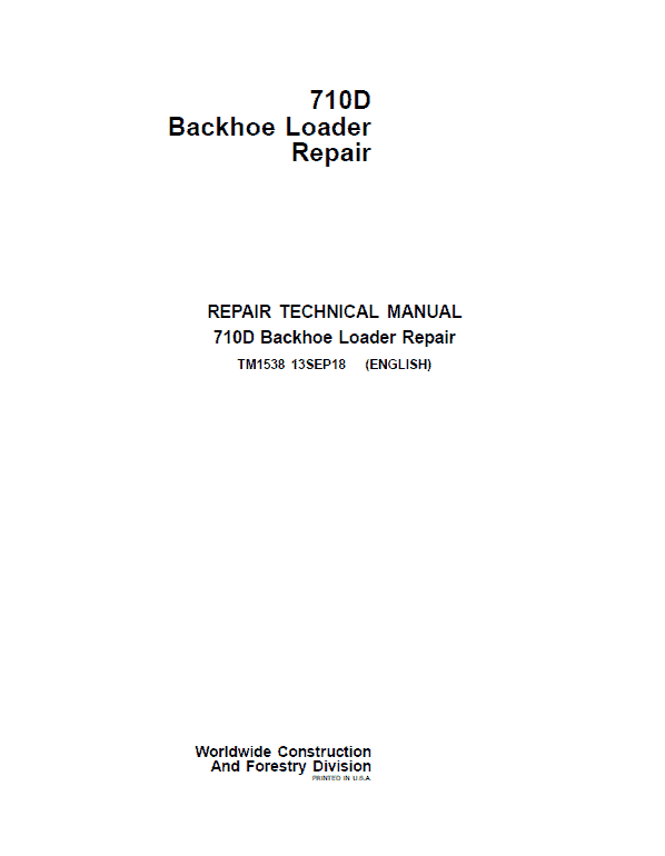 John Deere 710D Backhoe Loader Repair Technical Manual Workshop Guide