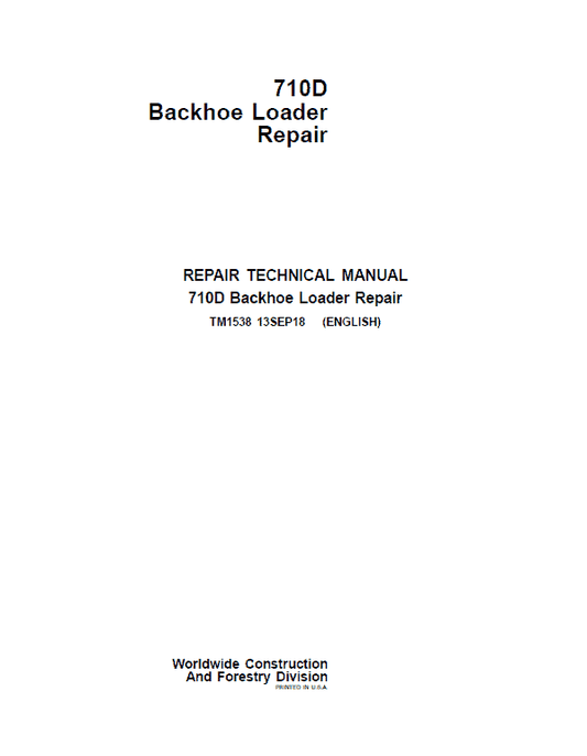 John Deere 710D Backhoe Loader Repair Technical Manual Workshop Guide