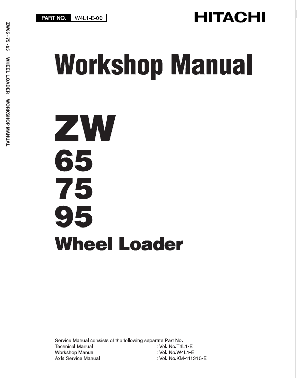Hitachi ZW65, ZW75, ZW95 Wheel Loader Service Repair Manual Workshop Guide