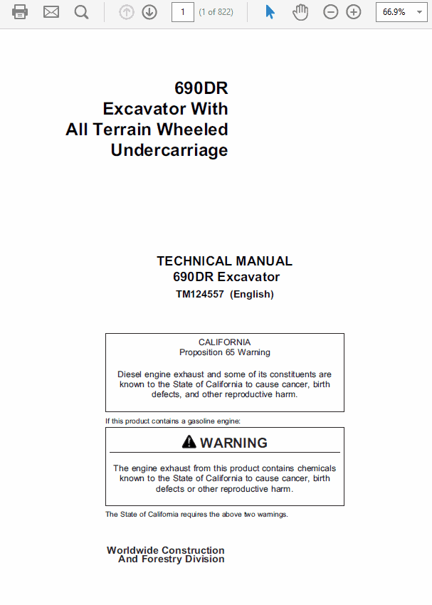 John Deere 690DR Excavator Repair Technical Manual (TMT124557) Workshop Guide