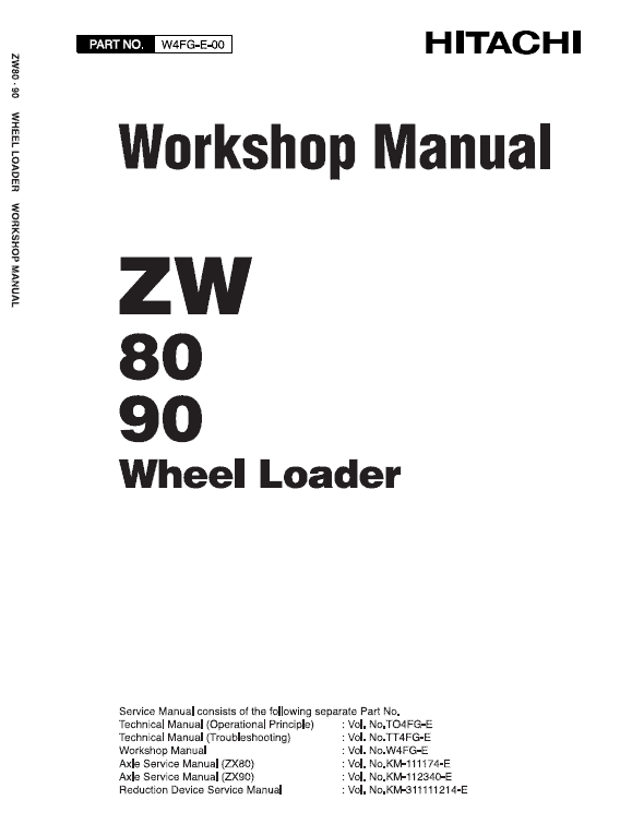 Hitachi ZW80, ZW90 Wheel Loader Service Repair Manual Workshop Guide