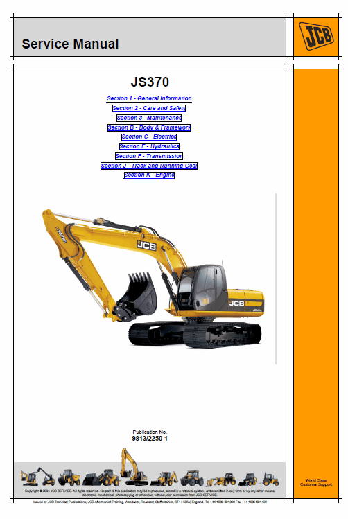 JCB JS370 Tracked Excavator Service Manual Workshop Guide