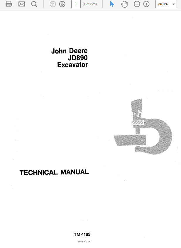 John Deere 890 Excavator Repair Technical Manual (TM1163) Workshop Guide