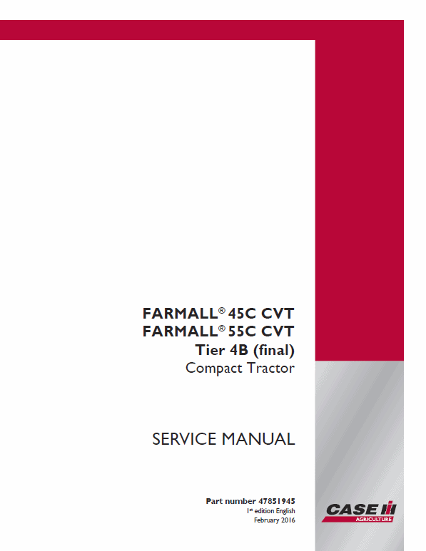 Case Farmall 45C, 55C Tractor Service Manual Workshop Guide