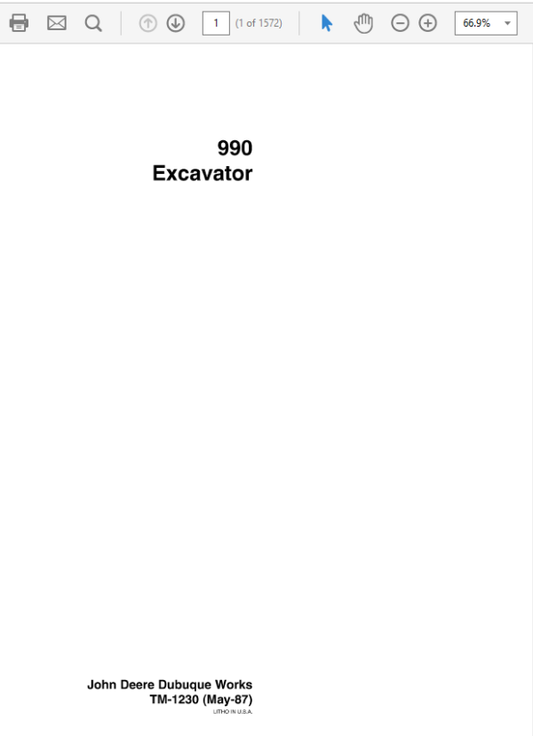 John Deere 990 Excavator Repair Technical Manual (TM1230) Workshop Guide