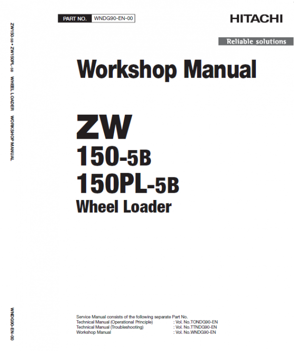 Hitachi ZW150-5B Wheel Loader Service Repair Manual Workshop Guide