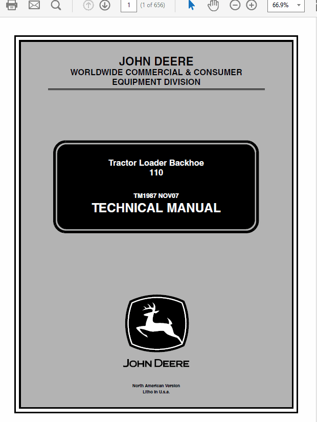 John Deere 110 Tractor Loader Backhoe Technical Manual (TM1987) Workshop Guide