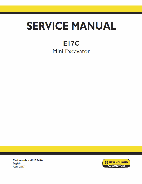 New Holland E17C Mini Excavator Service Manual Workshop Guide
