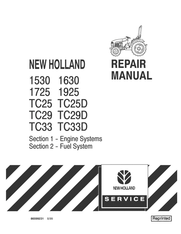 New Holland 1530, 1630, 1725, 1925 Tractor Service Manual Workshop Guide