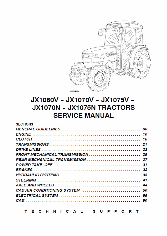 Case JX1060V, JX1070V, JX1075V, JX1070N, JX1075N Tractor Service Manual Workshop Guide
