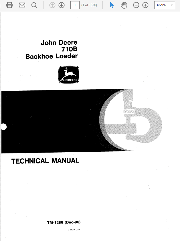 John Deere 710B Backhoe Loader Repair Technical Manual (TM1286) Workshop Guide