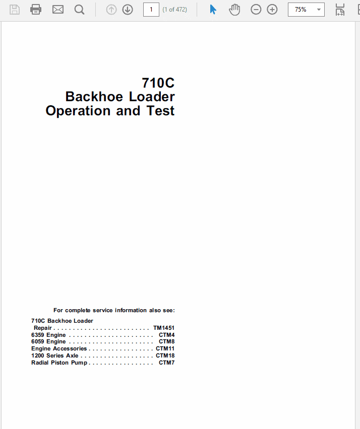 John Deere 710C Backhoe Loader Manual (TM1450 and TM1451) Workshop Guide