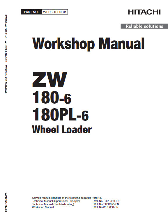 Hitachi ZW180-6 Wheel Loader Service Repair Manual Workshop Guide