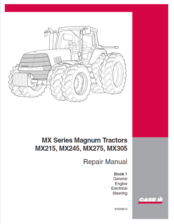 Case MX215, MX245, MX275, MX305 Tractor Service Manual Workshop Guide