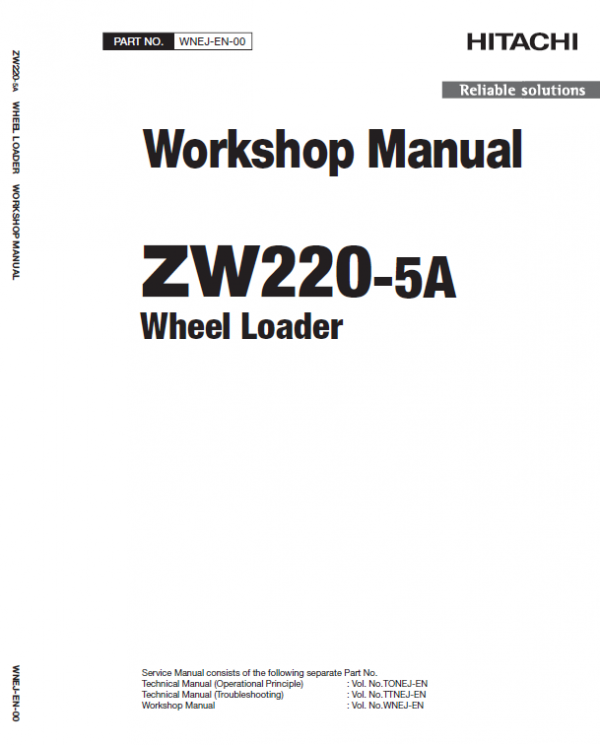 Hitachi ZW220-5A, ZW220-5B Wheel Loader Service Repair Manual Workshop Guide