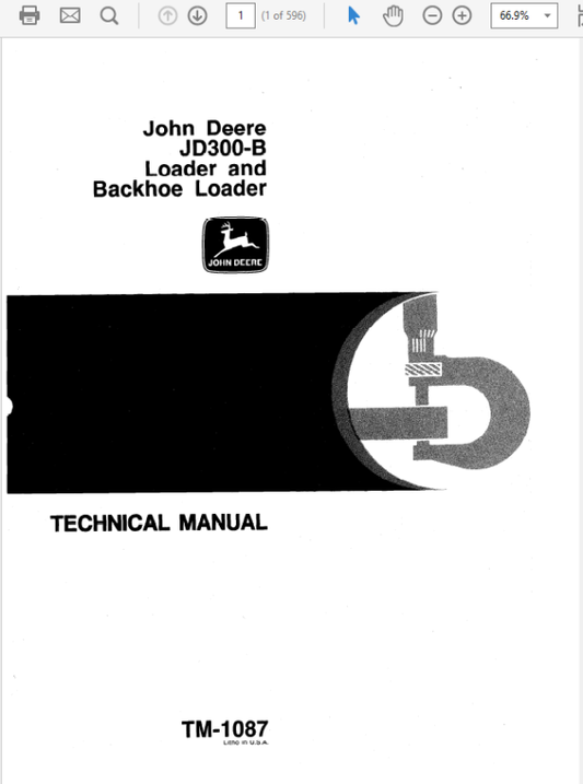 John Deere 300B Backhoe Loader Repair Technical Manual (TM1087) Workshop Guide