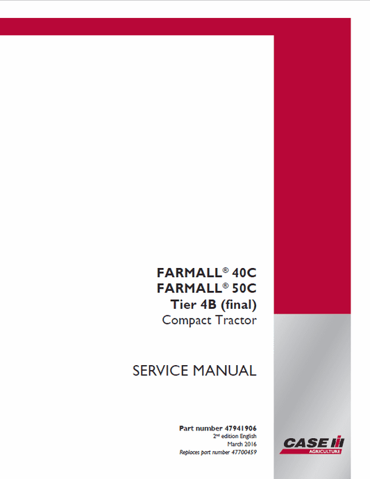 Case Farmall 40C, 50C Tractor Service Manual Workshop Guide