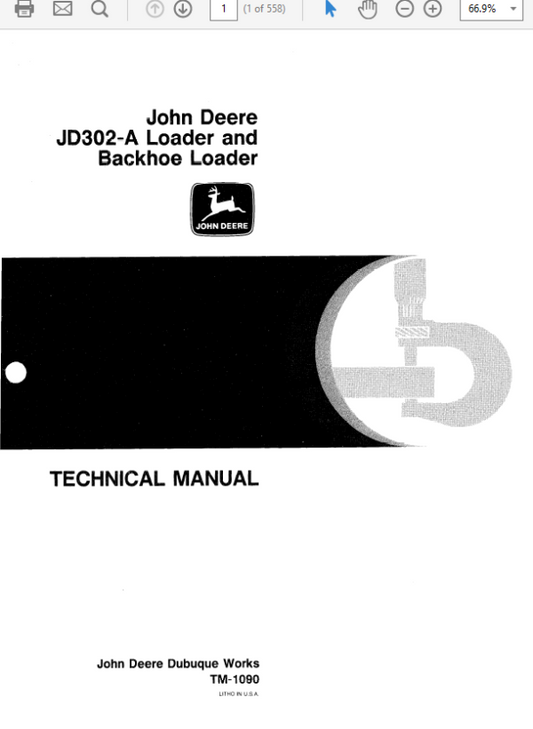 John Deere 302A Backhoe Loader Repair Technical Manual (TM1090) Workshop Guide