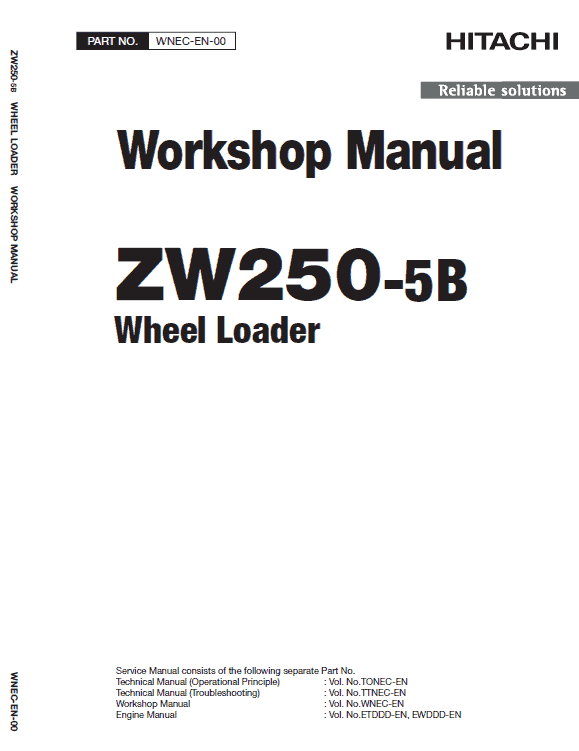 Hitachi ZW250-5B Wheel Loader Service Repair Manual Workshop Guide