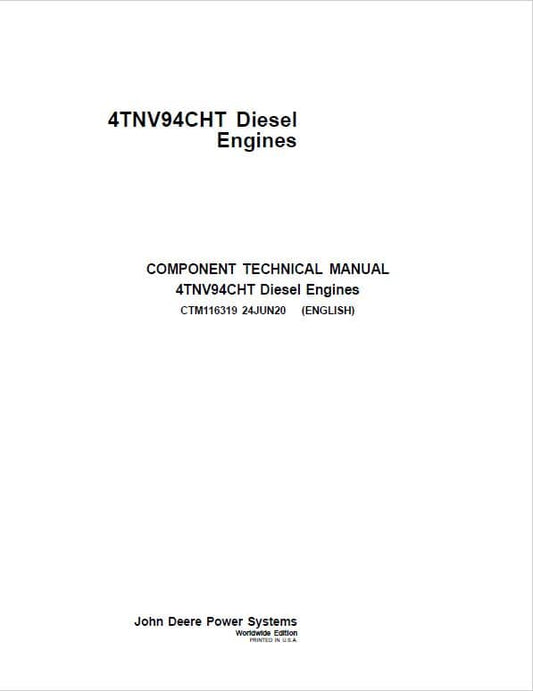 John Deere 4TNV94CHT Diesel Engine Component Technical Manual (CTM116319) Workshop Guide