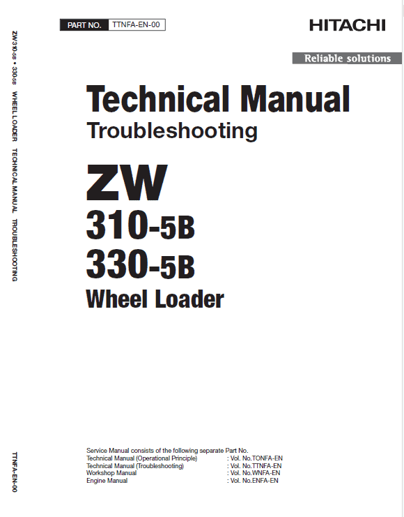 Hitachi ZW310-5A, ZW310-5B Wheel Loader Service Repair Manual Workshop Guide