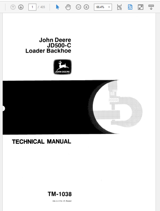 John Deere 500C Backhoe Loader Repair Technical Manual (TM1038) Workshop Guide