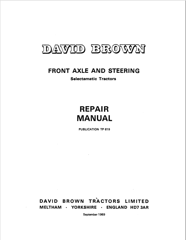 Case David Brown 770, 780, 880, 990, 1200 Implematic Tractor Service Manual Workshop Guide