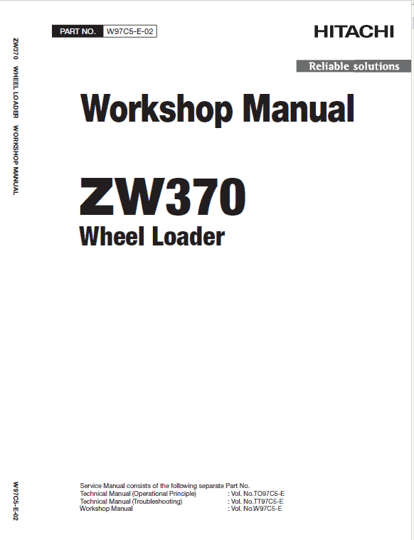 Hitachi ZW370, ZW370-G Wheel Loader Service Repair Manual Workshop Guide