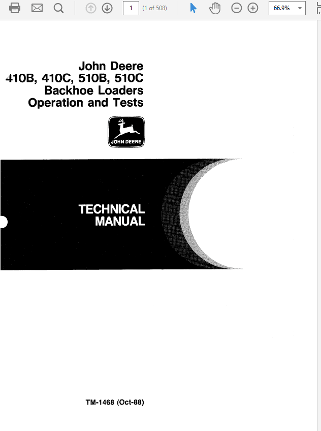John Deere 410B, 410C, 510B, 510C Backhoe Loader Technical Manual Workshop Guide