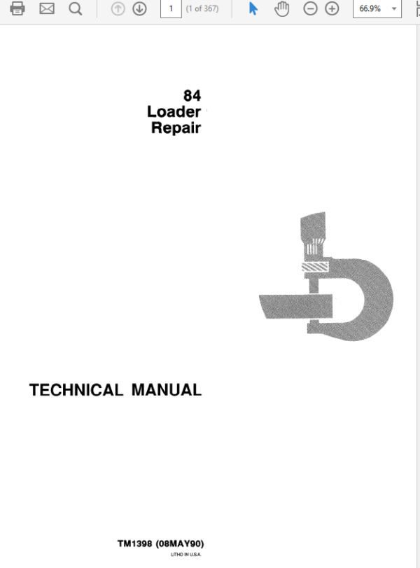 John Deere 84 Loader Repair Technical Manual (TM1397 and TM1398) Workshop Guide