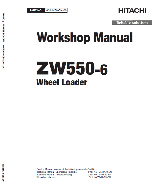 Hitachi ZW550-6 Wheel Loader Service Repair Manual Workshop Guide