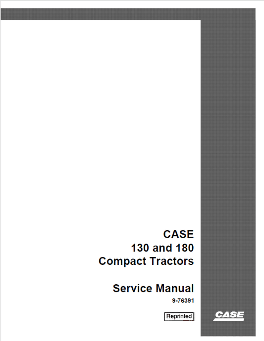 Case 130, 180 Tractor Service Manual Workshop Guide