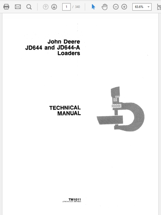John Deere 644, 644A Loader Repair Technical Manual (TM1011) Workshop Guide