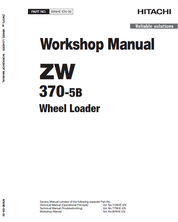Hitachi ZW370-5B Wheel Loader Service Repair Manual Workshop Guide