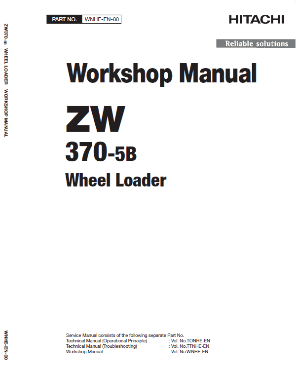 Hitachi ZW370-5B Wheel Loader Service Repair Manual Workshop Guide