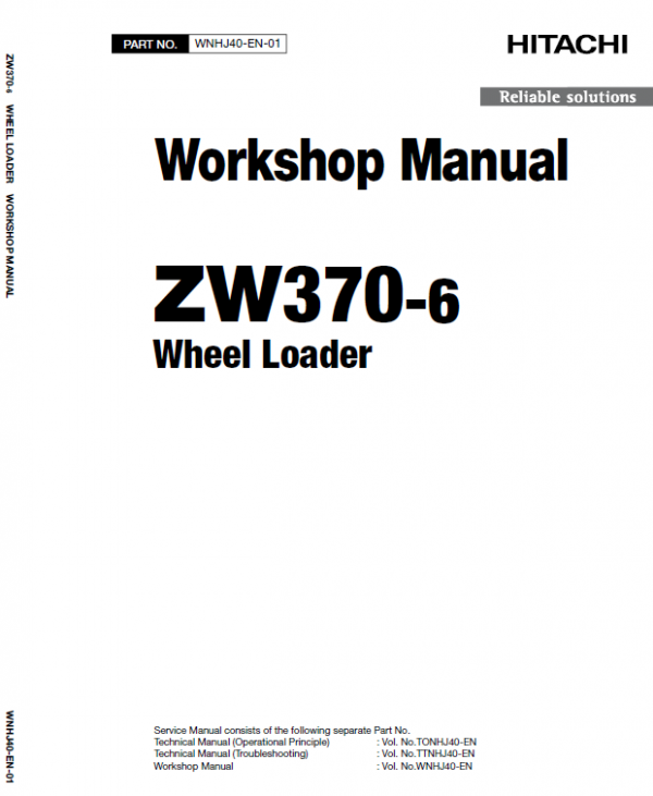 Hitachi ZW370-6 Wheel Loader Service Repair Manual Workshop Guide