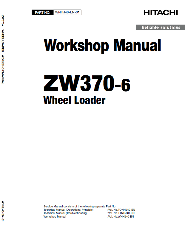 Hitachi ZW370-6 Wheel Loader Service Repair Manual Workshop Guide