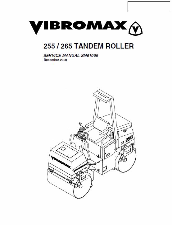 JCB Vibromax 255, 265 Tandum Roller Service Manual Workshop Guide