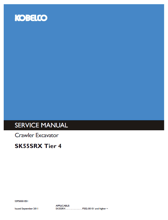 Kobelco SK55SRX-T4 Excavator Service Manual Workshop Guide
