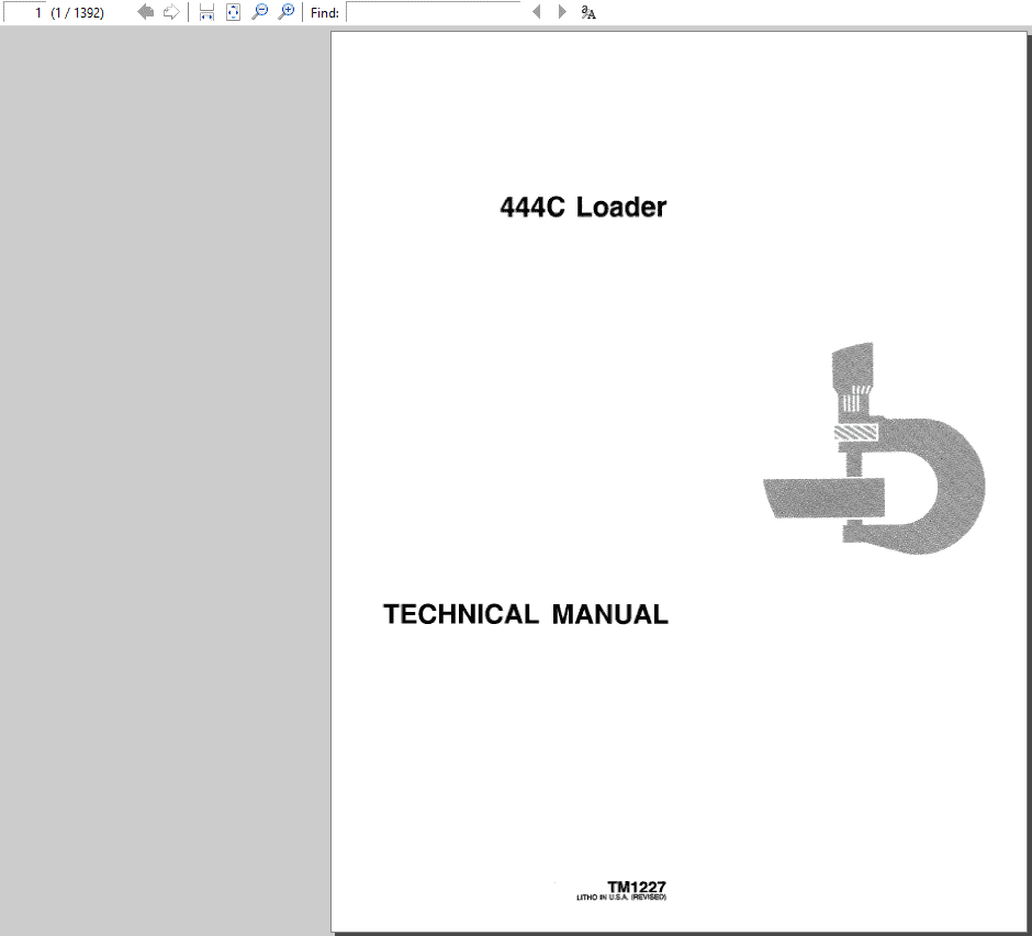John Deere 444C Loader Repair Technical Manual (TM1227) Workshop Guide