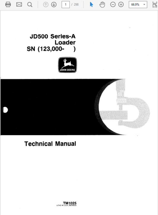 John Deere 500A Loader Repair Technical Manual (TM1025) Workshop Guide