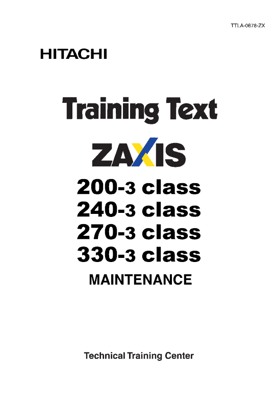 Hitachi ZX200-3, ZX240-3, ZX270-3 Excavator Service Repair Manual Workshop Guide