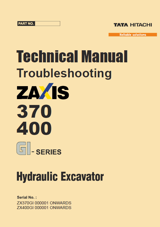 Hitachi ZX370GI, ZX400GI Excavator Service Repair Manual Workshop Guide