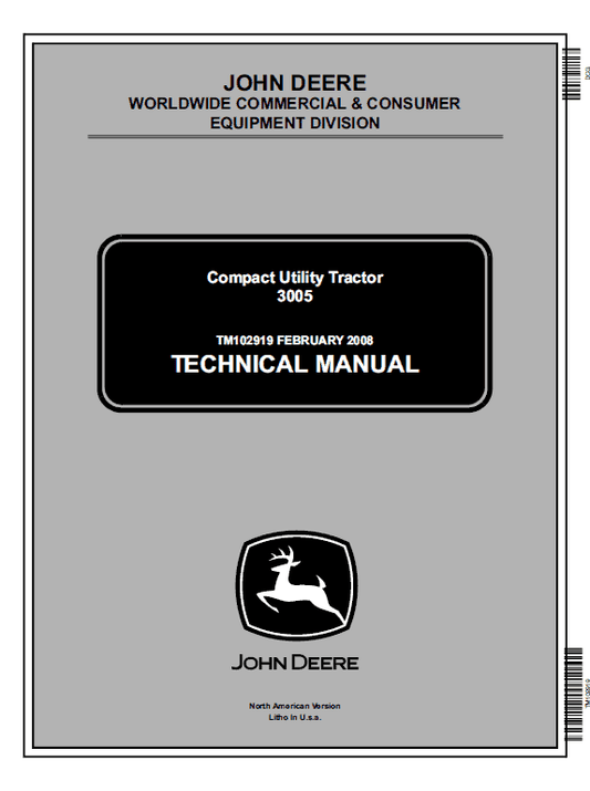 John Deere 3005 Compact Utility Tractor Repair Technical Manual Workshop Guide