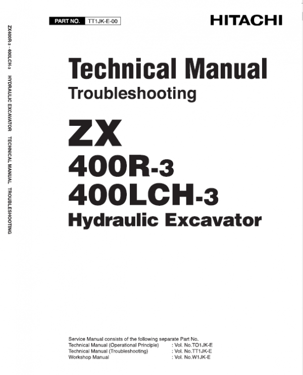 Hitachi ZX400R-3, ZX400LCH-3 Excavator Service Repair Manual Workshop Guide
