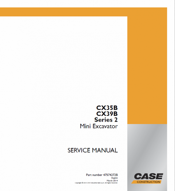 Case CX35B, CX39B Series 2 Mini Excavator Service Manual Workshop Guide