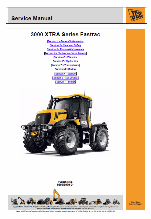 JCB 3000 XTRA Series Fastrac Service Manual Workshop Guide