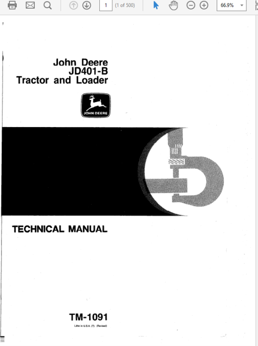 John Deere 401B Tractor and Loader Technical Manual (TM1091) Workshop Guide